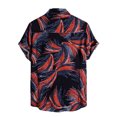 thumbnail image 2 of Leutsin Men Short-Sleeved Printed Color Buttons Cardigan Casual Shirt Tops, 2 of 3
