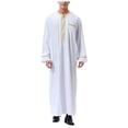 thumbnail image 1 of Men's Dress Robe with Embroidered Pocket Long Sleeve Shirt Traditional Arab Style Prayer Clothing Full-Length Coat and Robe for Men, 1 of 7