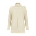thumbnail image 3 of Dagegui Women's Oversized Turtleneck Sweaters Fall Drop Shoulder Long Sleeve Ribbed Knit Tunic Pullover Tops Beige,S, 3 of 5