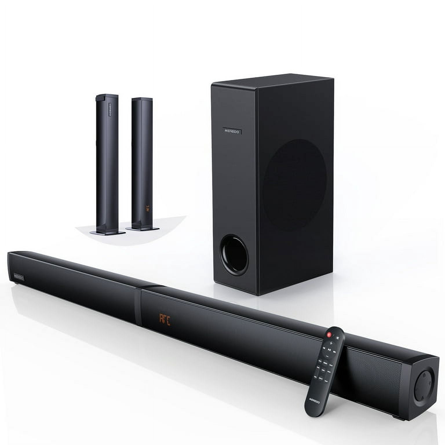 MEREDO 2.1 Channel 180W Separable Sound Bar with Subwoofer & 5 EQ Modes, Black
