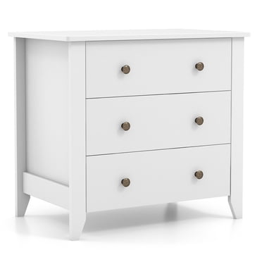 Gymax Commode à 3 Tiroirs Table de Chevet pour Salon Chambre Blanc