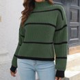 thumbnail image 2 of IROINID Women's Turtleneck Pullover Sweater Stripes Comfy Mid-Length Long Sleeve Sexy Ruched Blouse Tops, 2 of 6