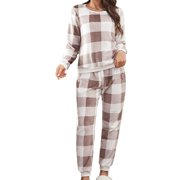 2025 Womens 2 Piece Thickened Pajama Short Pants for Women Warm Flannel Long Pyjama Set Shorts Set Plush Autumn Winter Bride Pajama Set for Women Sleepwear Fleece Two Piece Women's Pajamas
