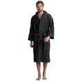thumbnail image 3 of Canadian Linen Terry Cloth Warm Bathrobes 100% Cotton for Womens Bathroom Shower Hooded Style Soft Plush Hotels Spa Resorts Lounge Robes, Large, Black, 3 of 3