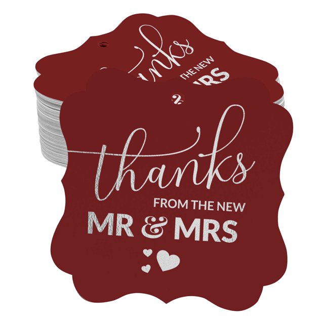 Inkdotpot Real Silver Foil Bracket Shape Paper Hang Tags Thanks From The New Wedding Favor Tags Pack Of 100