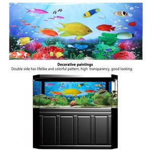 Fish Tank Background, Fish Tank Poster Fish Tank Sticker Aquarium Background Picture  for Fish Tank for Aquarium for Reptile Box for Home 61x30cm