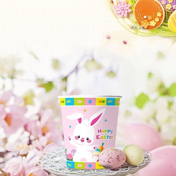 YYSDCY Deals of The Day Clearance! Easter Themed Paper Cups, 10pcs Disposable Paper Cups, Children's Tableware with Bunny Pattern, Perfect for Easter Party and Holiday Celebrations