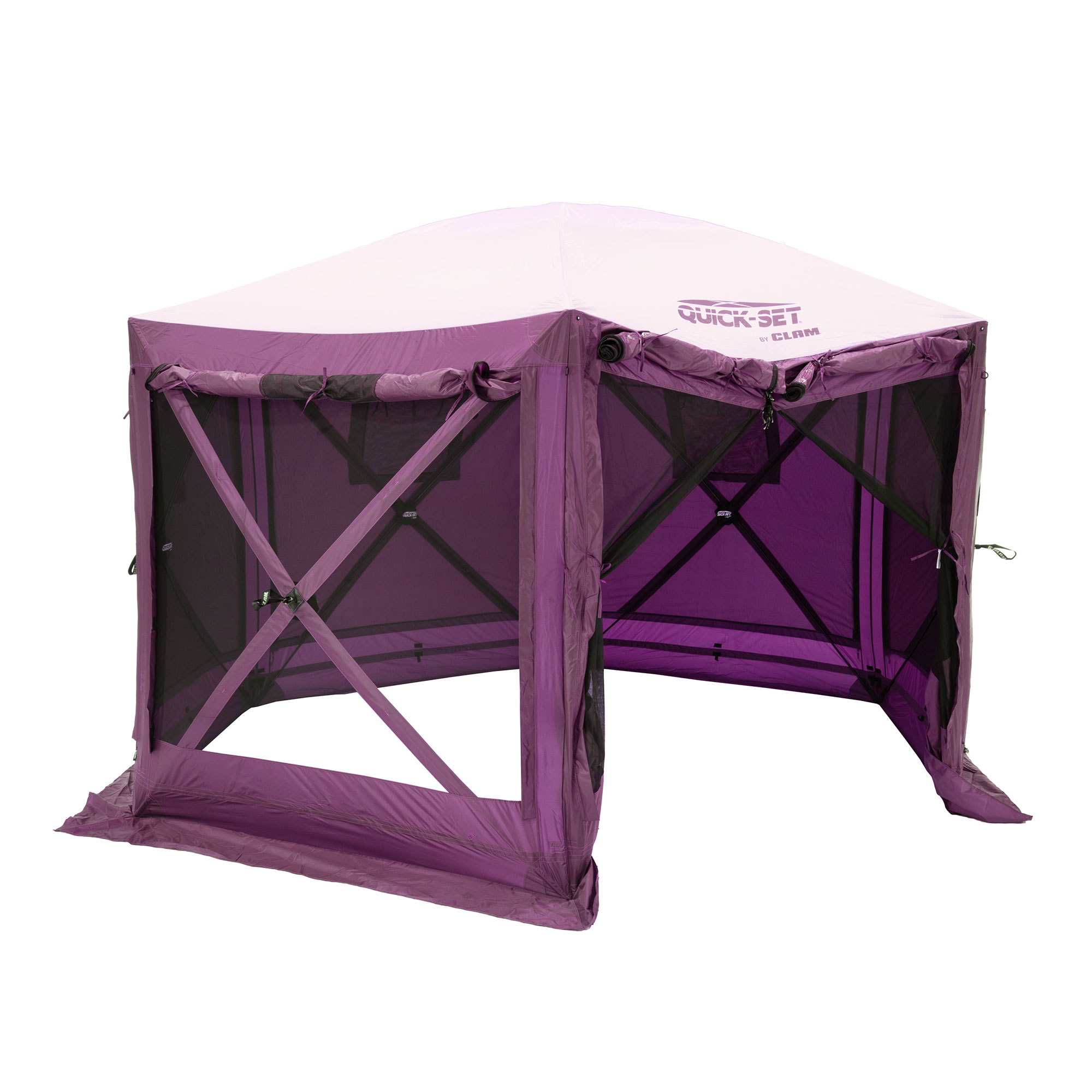 CLAM 12.5” x 12.5” Quick-Set Pavilion Tent Canopy with Wind Panels, Plum