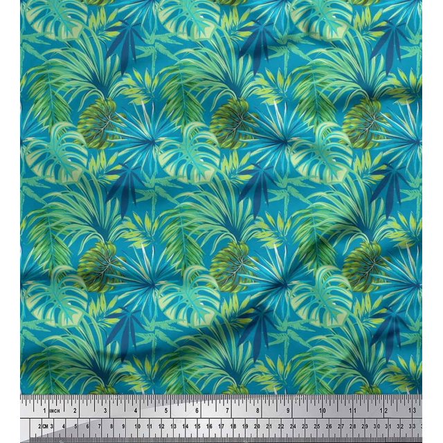 Soimoi Cotton Duck Fabric Tropical Leaves Print Fabric by Yard 56 Inch Wide