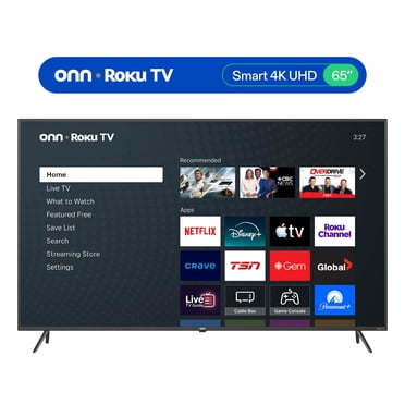 onn 65” 4K UHD HDR10 Smart Roku TV