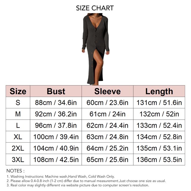 Robe Chandail Longue en Tricot à Col en V Profond pour Femmes avec Boutons, Manches Longues, Robe Maxi