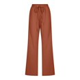 thumbnail image 4 of Generic Women's Plus Size High Waist Wide Leg Palazzo Lounge Pants with Pockets, Coffee, 4 of 6