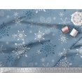 thumbnail image 2 of Soimoi Blue Modal Satin Fabric Snow Flakes Floral Fabric Prints By Yard 42 Inch Wide, 2 of 5