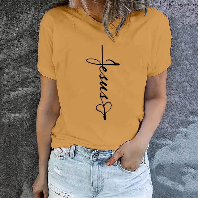 EGNMCR T-Shirts de Pâques pour Femmes T-Shirts à Manches Courtes pour Femmes Imprimé de Pâques Mode Printemps et Été pour Femmes T-shirt à Col Rond à Manches Courtes Haut/chemise Femmes T-Shirts