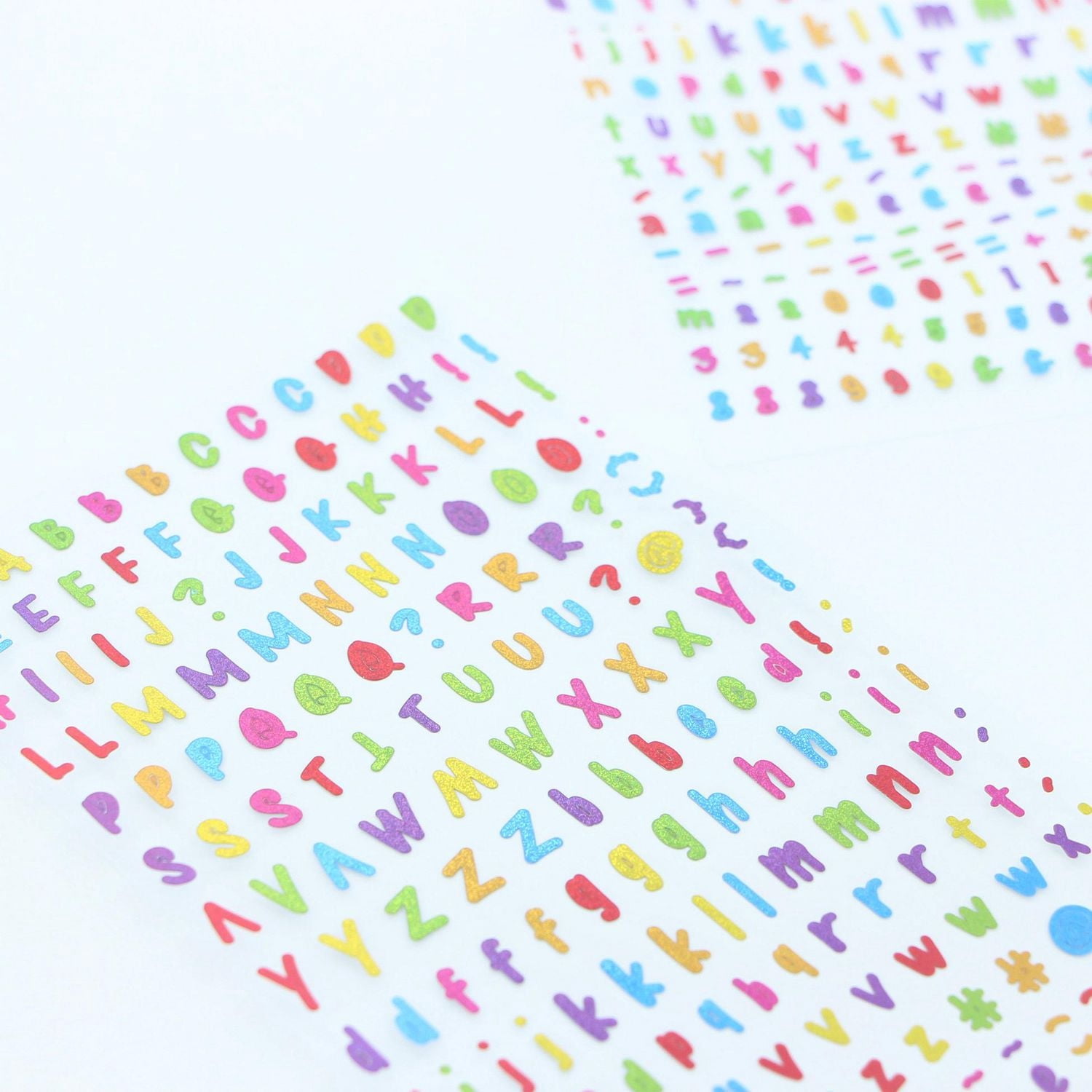 CRAFTY & CO. Alphabet Stickers Black, 518 pcs, 2 Sheets, Rainbow