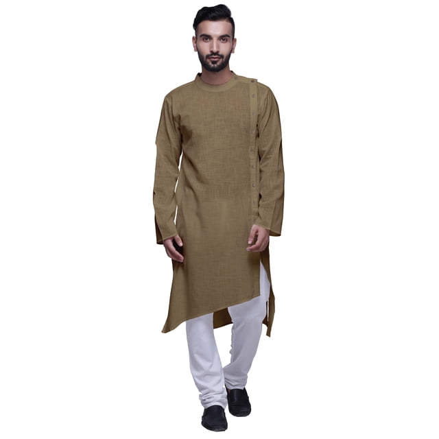 Atasi Solid Designer LongKurtaShirt Asymmetric Cut Full SleeveKurtaFor Men-X-Large