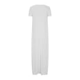thumbnail image 4 of Fatuov Robe pour Femme Grande Taille à Col Rond, Robe Chemise d'Été pour la Plage à Manches Courtes, Robe Maxi Unie, Tailles TG, Gris, 4 of 4