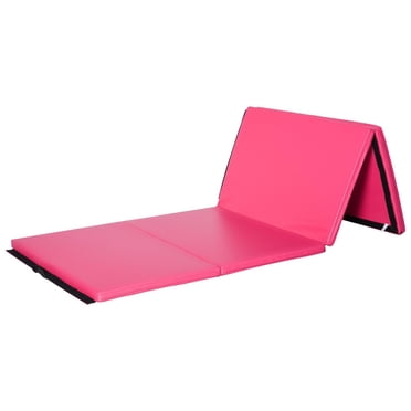 Soozier 4'x10'x2'' Folding Gymnastics Tumbling Mat, Exercise Mat with Carrying Handles for Yoga, MMA, Martial Arts, Stretching, Core Workouts, Pink
