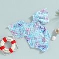 thumbnail image 3 of Fortune 0-4Y Toddler Girl Fish Scale Swimsuits, Baby Big Bow Back Ruffle Sleeve Beachwear, 3 of 7