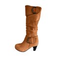 thumbnail image 2 of LSLJS Women's Winter Warm High Heel Straight Leather Belt Buckle Suede Thick Heel Knight, 2 of 3