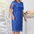 thumbnail image 1 of Jusqu'à 65 % de Rabais! Robes d'Été à la Mode pour Femmes 2024 Grande Taille Robe à Manches Courtes avec Empiècements Brodés en Dentelle Cocktail Fête, 1 of 6