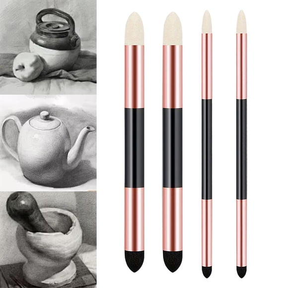 Elodie 4 Pieces Artist Blending Sponge Pens Tools for Highlighting Smear Correcting Rose Gold