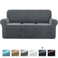 thumbnail image 1 of Housse de Canapé Extensible en Velours 4 Pcs 2024, Housse de Protection Séparée pour Coussins (Canapé Sable), 1 of 6
