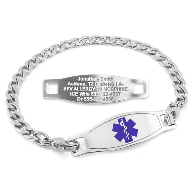MedicEngraved Stainless Steel Custom Medical Alert Bracelet - 5mm Curb Link