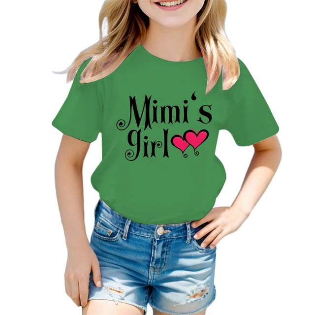 PMVFHDE Hauts Décontractés pour Fille Robe T-Shirt pour Filles T-Shirts Chemises pour Fille Grande Taille T-Shirts Mignons pour Fille T-Shirt Graphique Mignon pour Fille Col Rond Manches Courtes T-Shirt d'Été Décontracté Vert, 7-8 Ans