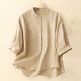 thumbnail image 2 of Cinvoph T-Shirts Décontractés à Manches 3/4 pour Femmes Col Rond Boutons Hauts Décontractés Affaires Travail Basiques Blouses Haut, 2 of 9