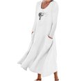 thumbnail image 1 of Pisexur Robe d'Automne pour Femme 2023 Robe en Coton et Lin à Manches Longues, Ligne A et Évasée, Maxi Longue, 1 of 5