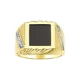 thumbnail image 1 of RYLOS Men's Rings Yellow Gold Plated Silver Designer Ring With Diamonds and Black Onyx Black Onyx Rings For Men Size 13, 1 of 6