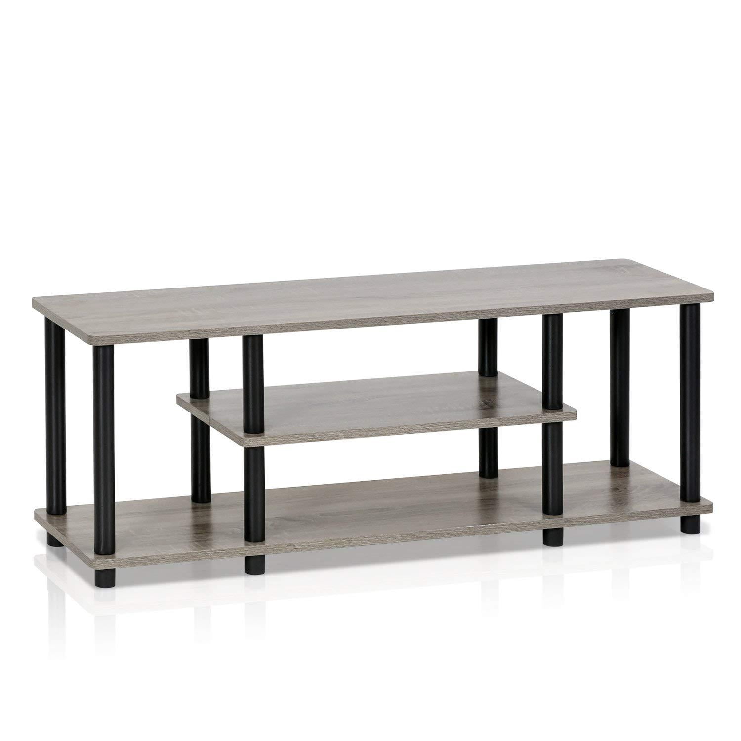 Furinno 12250GYW/BK Turn-N-Tube No Tools 3-Tier Entertainment TV Stands