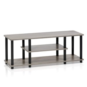 Furinno 12250GYW/BK Turn-N-Tube No Tools 3-Tier Entertainment TV Stands
