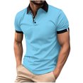 thumbnail image 2 of ylioge Mens Shirts Short Sleeve Golf Tees Shirt Office Work Pullover Button Collared Casual Color-Block Loose Comfort Tshirts Tops, 2 of 5