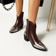 thumbnail image 1 of Autumn And Winter Color Matching Pointed Toe TThick Heel Ladies Short Boots, 1 of 9