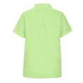 thumbnail image 5 of Timegard Womens Tops Plus Size Cotton Linen Short Sleeve Lapel V-Neck Button down Side Split Casual Tops, 5 of 5