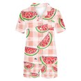 thumbnail image 3 of Jamicy Pyjama Mignon pour Femmes Mode Décontractée Imprimé Haut à Manches Courtes à Col à Revers avec Short Ample Confortable Ensemble de Pyjama pour la Maison, 3 of 4