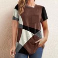 thumbnail image 2 of Diufon Hauts pour Femmes Grande Taille Printemps Été Manches Courtes Col Rond Chandails à Enfiler Chemises Décontractées Imprimées Blouses Amples, 2 of 6