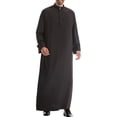 thumbnail image 1 of Styesk Jackets for Men Men's Muslim Robe Arab Middle Robe Long Style Long Sleeve Standing Neck Pocket Pullover Long Shirt Fashion Casual Robe, 1 of 8