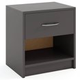 thumbnail image 1 of Costway Table de Chevet Moderne avec Tiroir et Étagère de Rangement Ouverte pour Petits Espaces Gris Foncé, 1 of 10