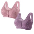 thumbnail image 1 of Timegard 2pc Bras for Women Plus Size Comfy Convenient Front Closure Bras Full Coverage Seniors Bralette, 1 of 2
