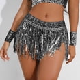 thumbnail image 2 of Jupes à Sequins pour Femmes Jupes à Franges Shorts Rave Festival Bas Vêtements d'Été pour Femmes Noir TP, 2 of 5