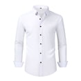 thumbnail image 2 of Chemise Extensible à Boutons pour Homme Coupe Ajustée Chemise Habillée pour Homme Chemise Homme Décontractée Chemise de Voyage pour Homme Chemise d'Invité de Mariage pour Homme, Blanc, TTG, 2 of 5