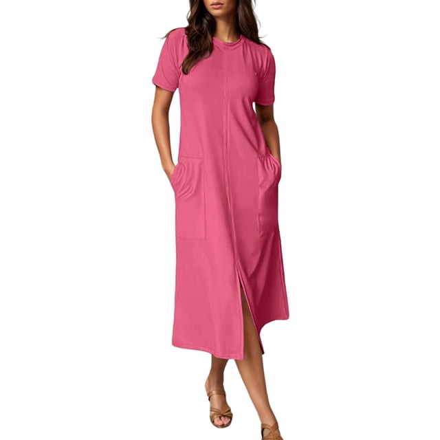 Robe d'Été pour Femme Dégradé Sans Manches à Col en V Maxi