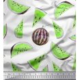 thumbnail image 1 of Soimoi Tissu Poly Georgette Imprimé de Fruits Melon D\'eau au Mètre, 42 Pouces de Large, 1 of 3