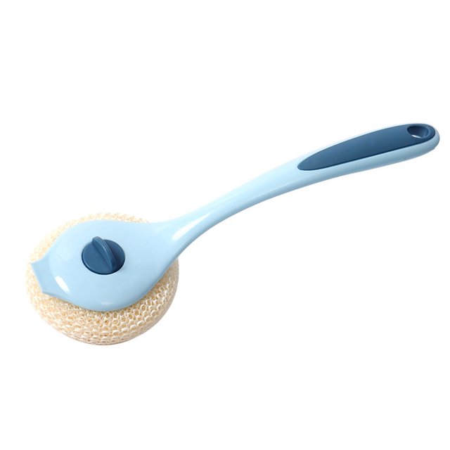 Pot Brush Scratch Proof Soft Detachable Scourer Dish Washing Brush For Kitchen RestaurantLong Handle Blue