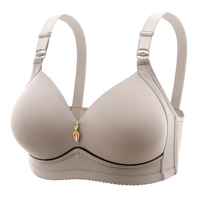 fheaev Plus Size Bra for Women Wireless Bras No Underwire Printing Gathered Together Large Size Wirefree Adjustable Shoulder Strap Full Coverage Push Up Bras Everyday Bras Underwear