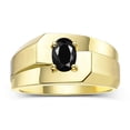 thumbnail image 1 of RYLOS Men's Rings 14K Yellow Gold Ring Classic Solitaire 7X5MM Oval Shape Gemstone Designer Band Onyx October Birthstone Rings For Men Size 13, 1 of 7