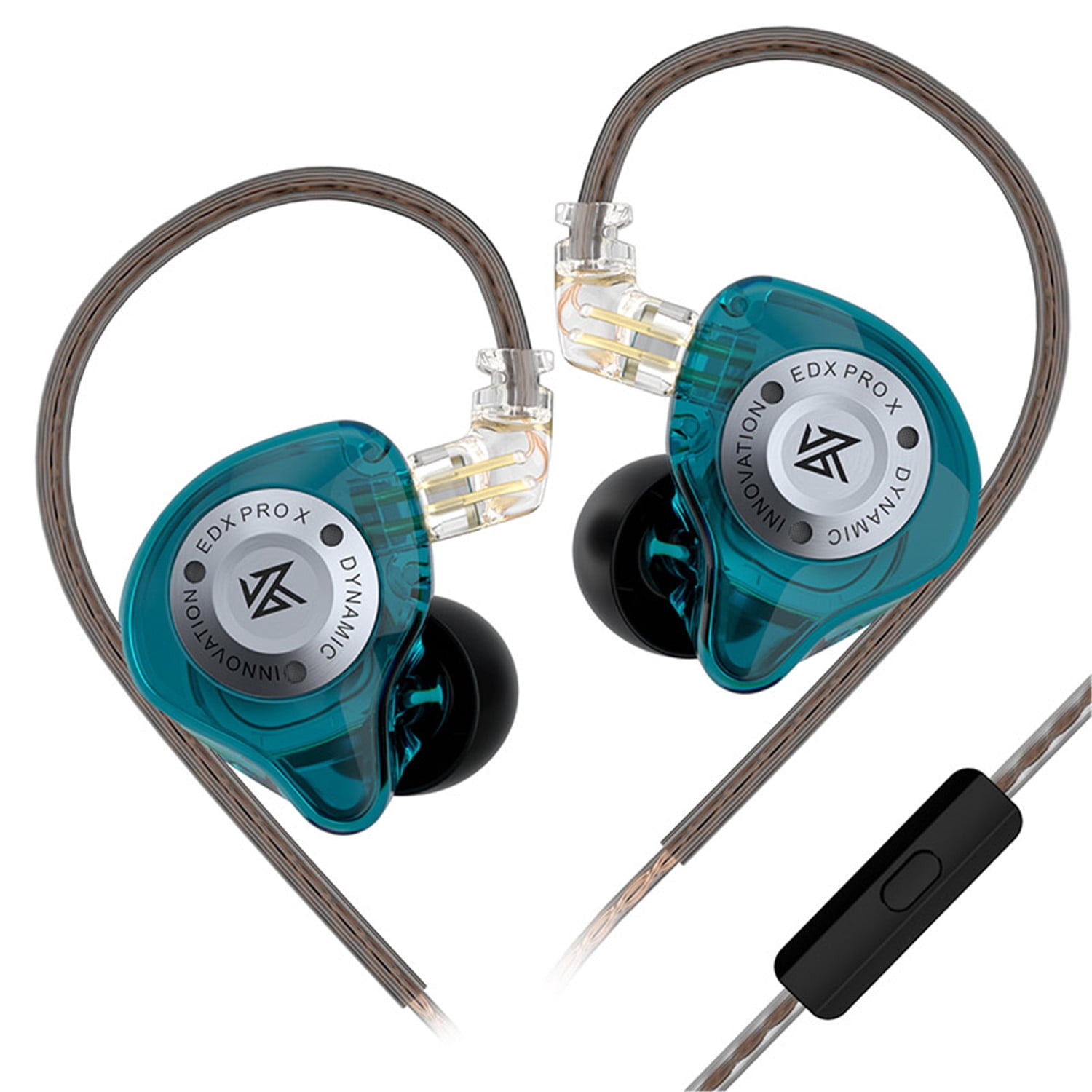 KZ KZ EDX Pro X In-Ear Stage Monitor Headphones with Dual Magnetic Circuit Drivers, Cyan with Mic, Enhanced Bass & Ergonomic Design